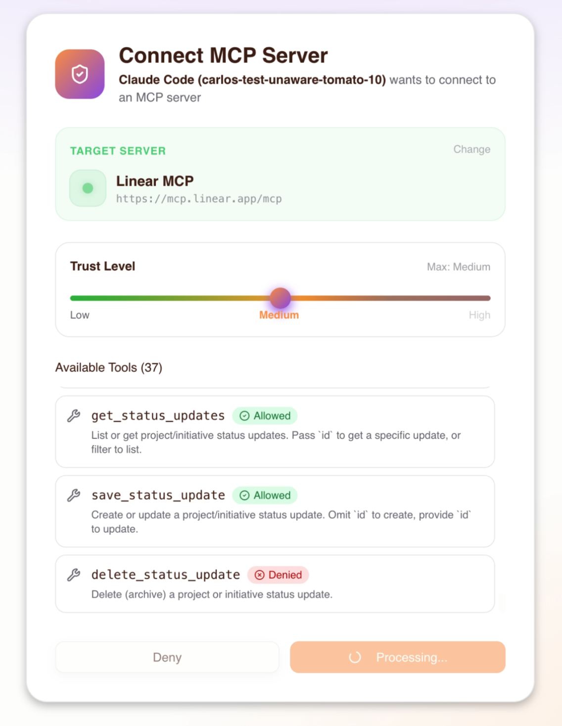 Consent flow — processing consent